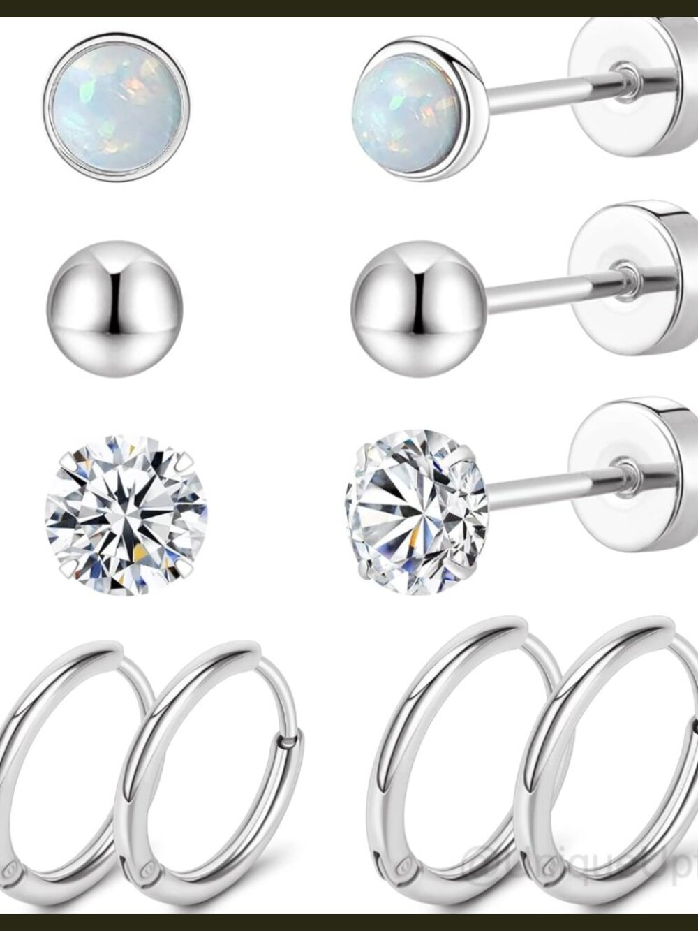 Titanium Earrings Set 20G Flat Back Studs Hoops Hypoallergenic for Sensitive